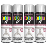 4X Paint Factory White Satin Spray Paint 250ml Spray Paint